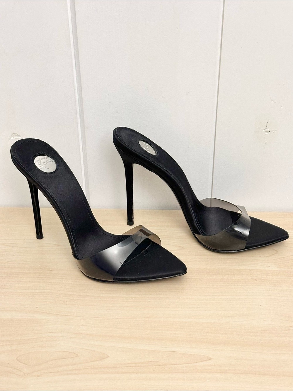 Kandee Midnight Silk Semi transparent PVC Mules Size 40
